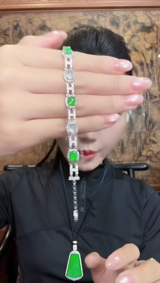 银S925镶嵌手链翡翠手链