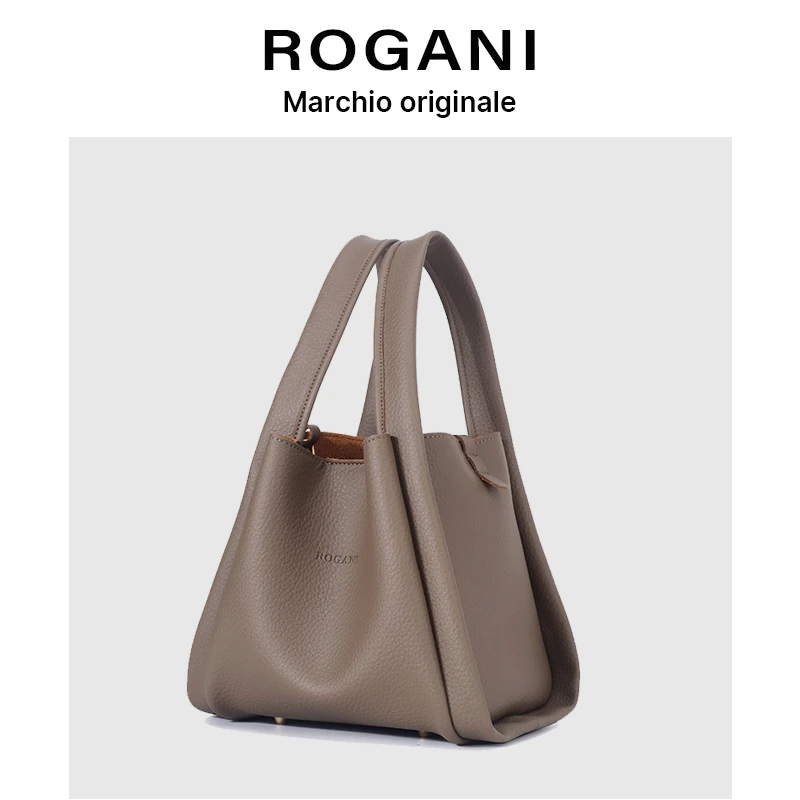 ROGANI水桶包百搭通勤子母包车缝线手提包手提式简约风6650