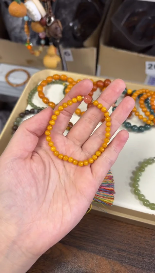 未镶嵌蜜蜡手链满蜜蜜蜡南红顶珠款手链[2903]