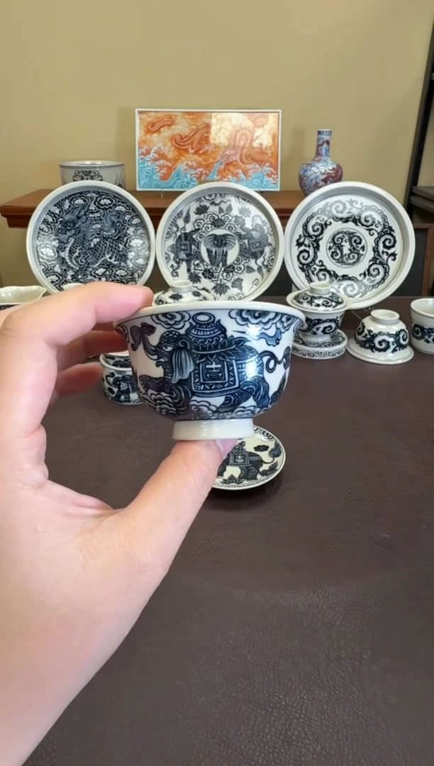 二号釉大象纹小压手杯