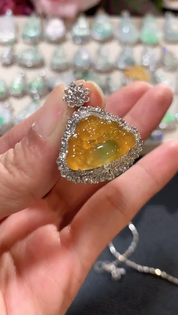 吊坠(不含链)18K金镶嵌翡翠n87