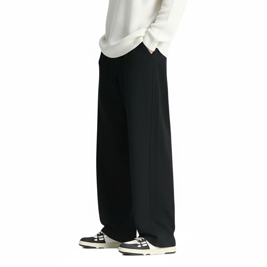 秋冬休闲男裤空气棉宽松抗皱易打理显高瘦直筒长裤运动松紧腰卫裤