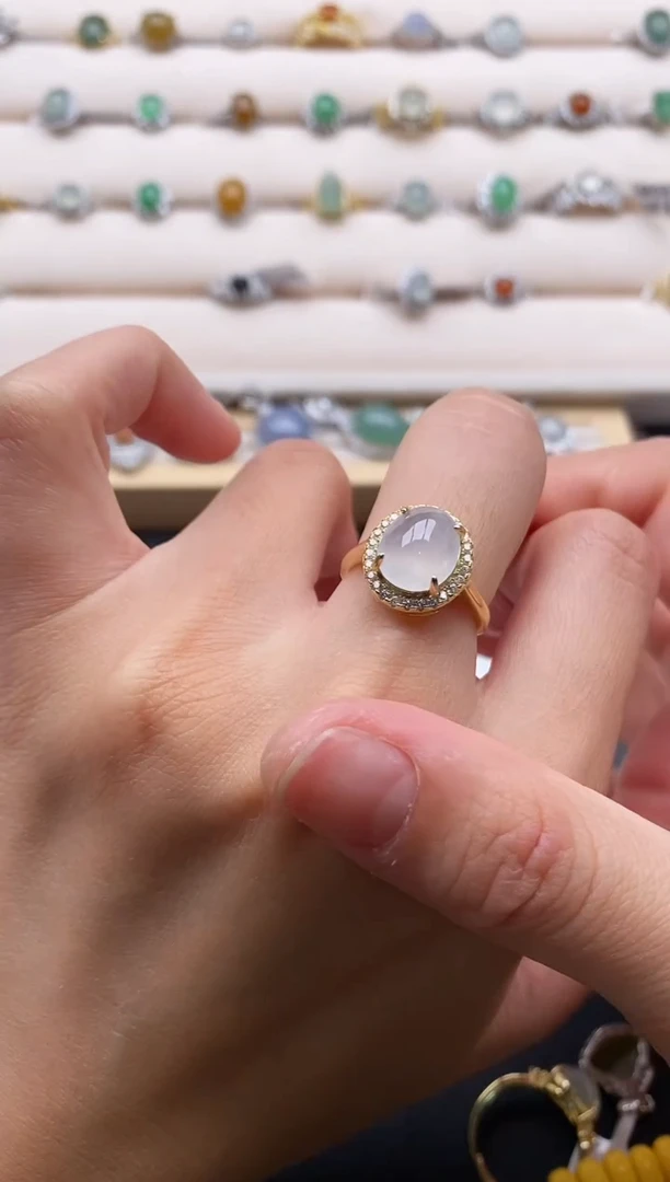 银S925镶嵌戒指翡翠666666+1