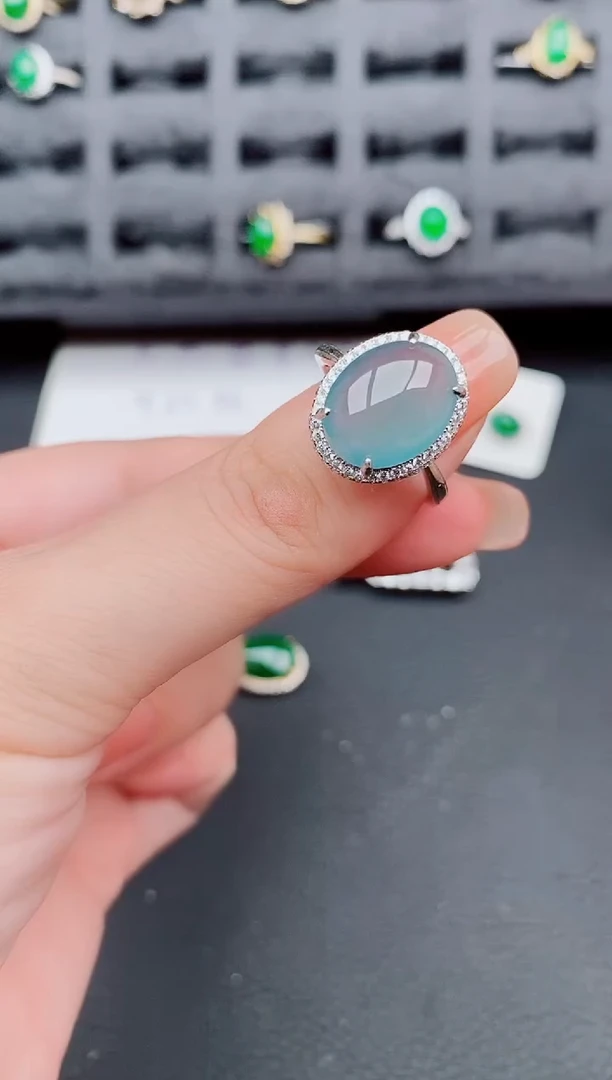 翡翠戒指银S925镶嵌天然a货翡翠250