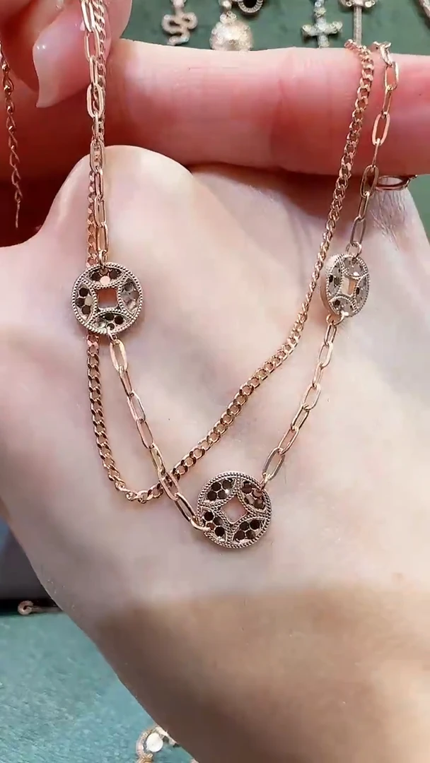 【闪购商品】18K金手链18K金爆闪铜钱手链