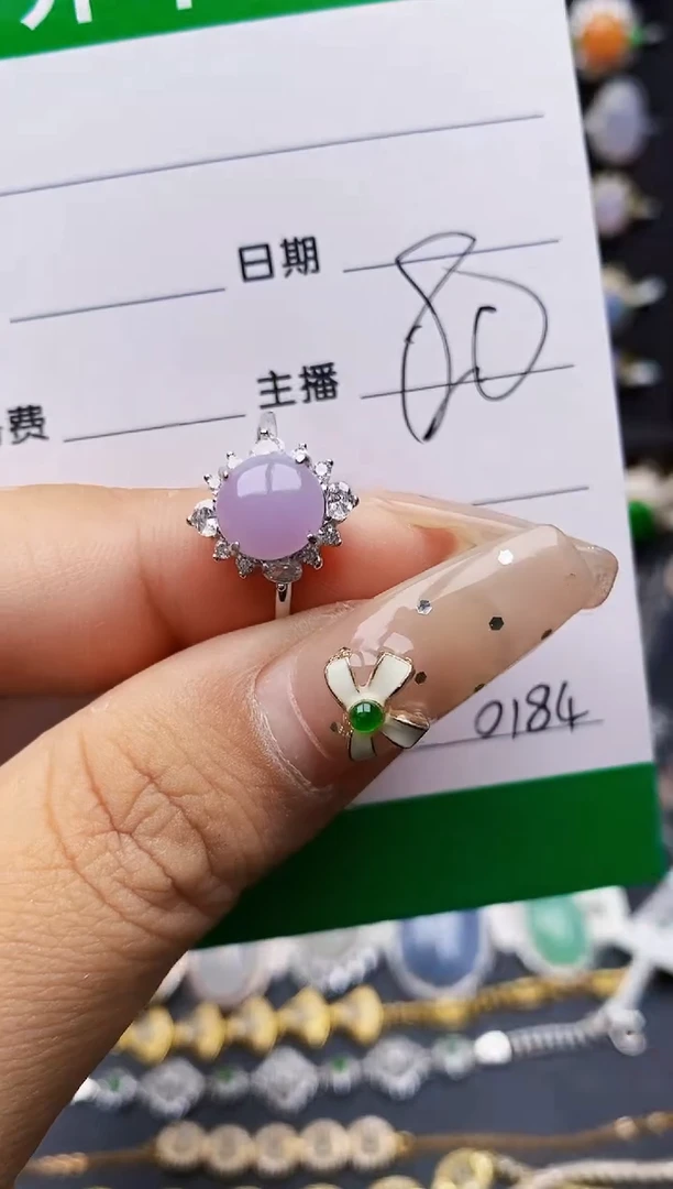 翡翠戒指银S925镶嵌0184