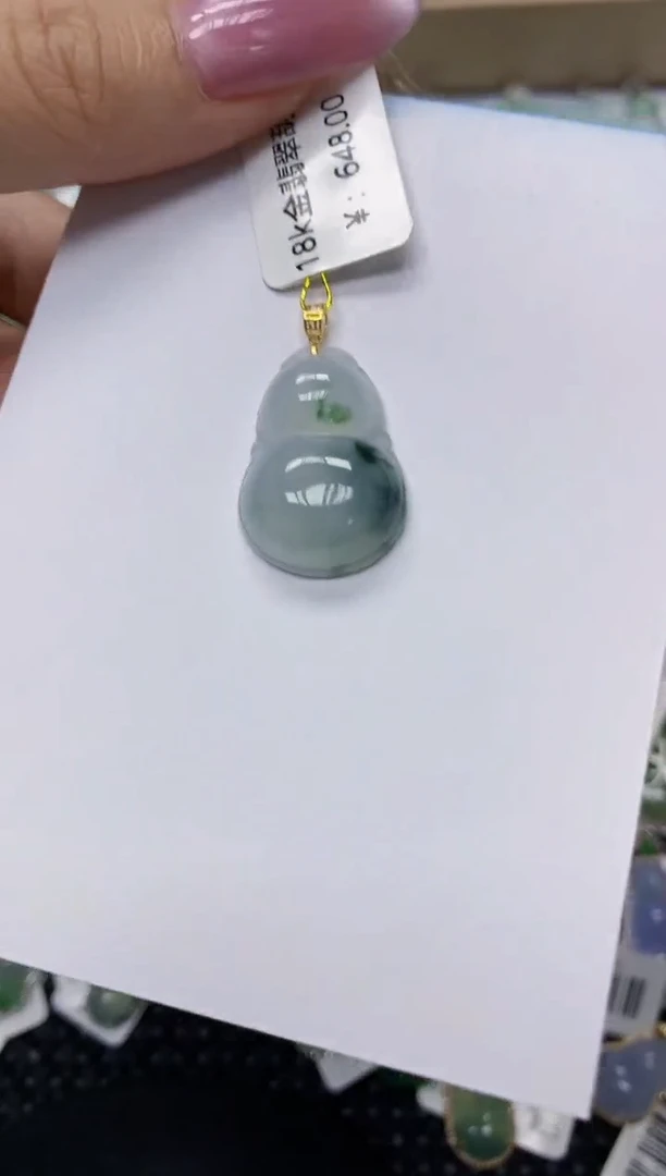 翡翠18K金镶嵌颈饰111111111