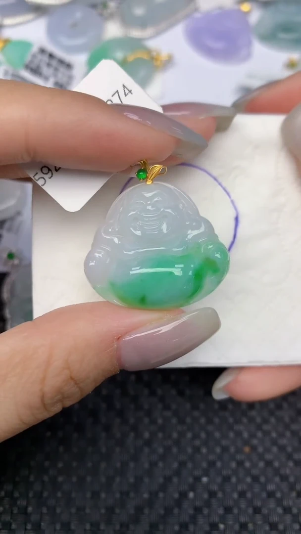 颈饰18K金镶嵌翡翠天然缅甸翡翠a货百元以上9元证书费自理