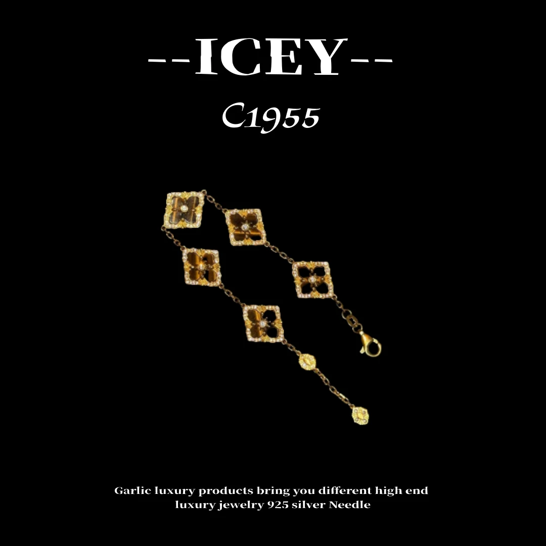 合金石英石手链 镀K金 ICEY设计素款简约时尚轻奢手链--C1955