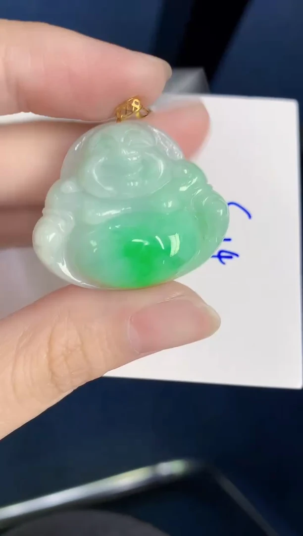 颈饰18K金镶嵌翡翠天然翡翠缅甸A货