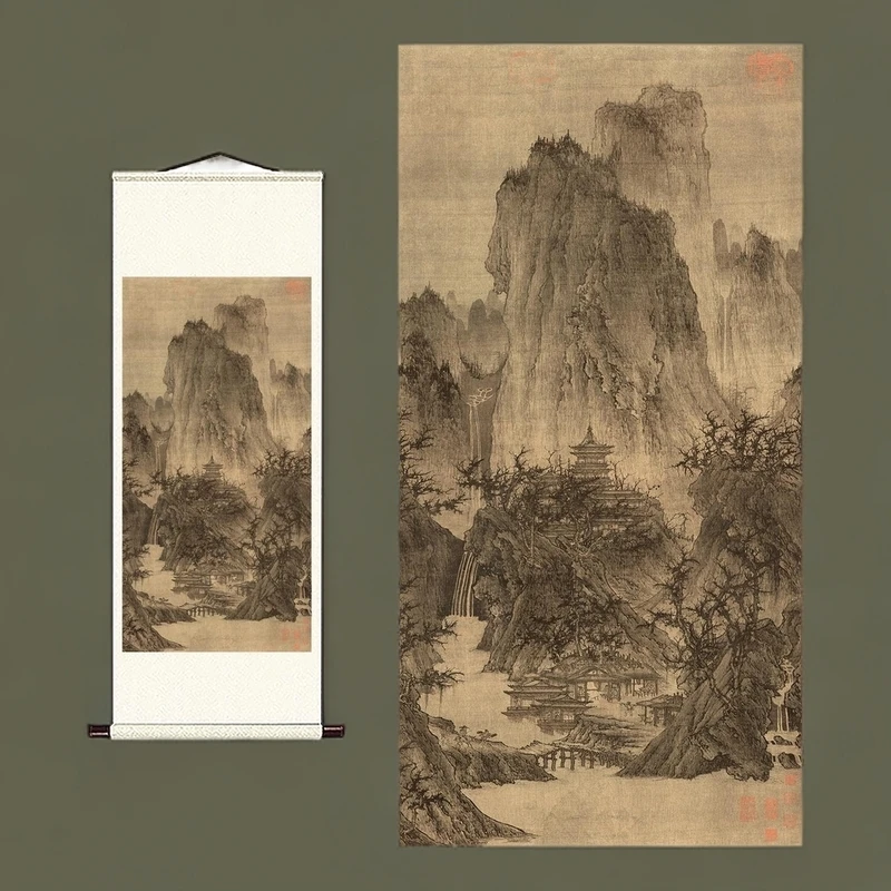 【精品复刻】北宋李成《晴峦萧寺图》山水国画艺术微喷装饰画