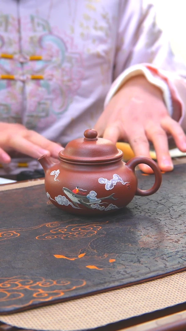 原矿朱泥大红袍容天紫砂壶19