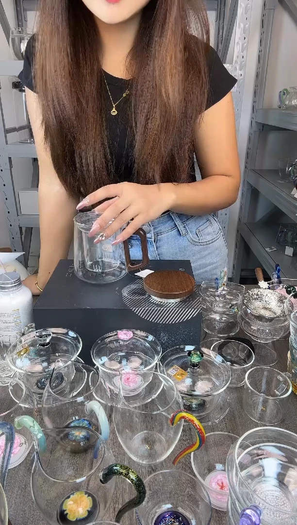 手工艺品玻璃禾器 木笙杯