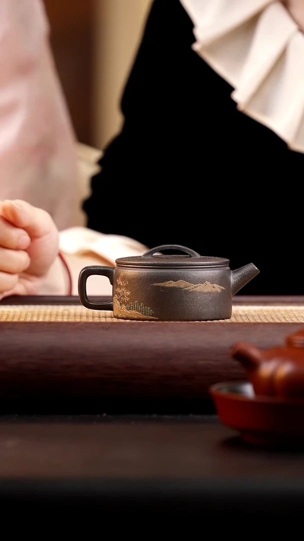 茶壶紫砂古黑泥汉瓦