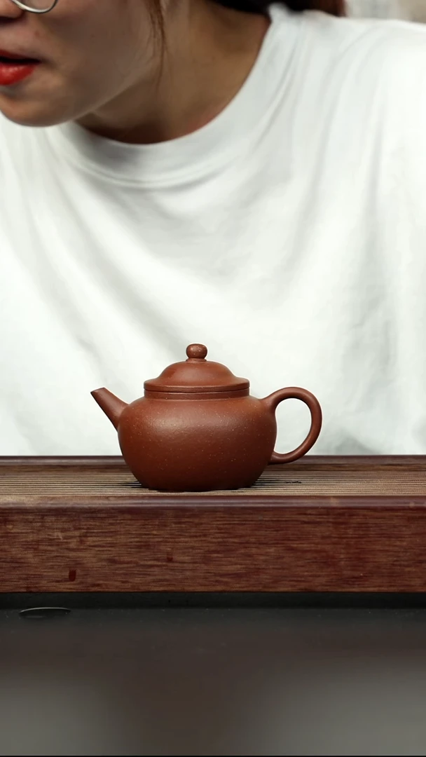 紫砂茶壶红降坡 笠帽水平 全手