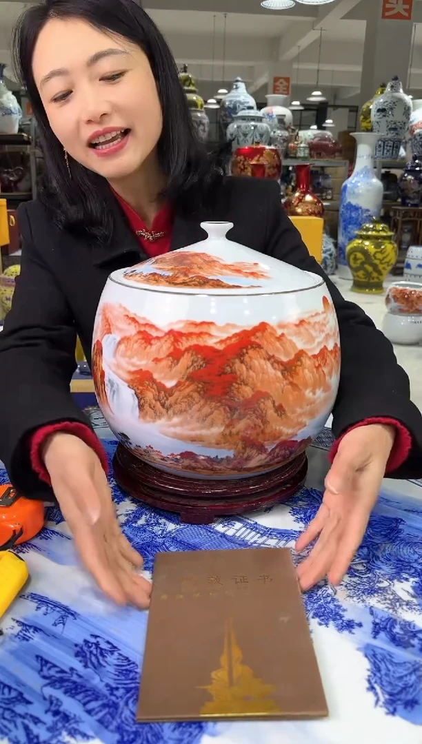 【闪购商品】陶瓷景德镇陶瓷鸿运当头储物罐带底座