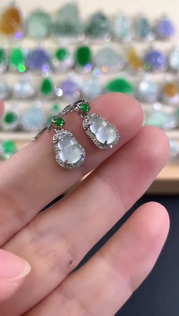 18K金镶嵌翡翠耳饰b145多样性一件发