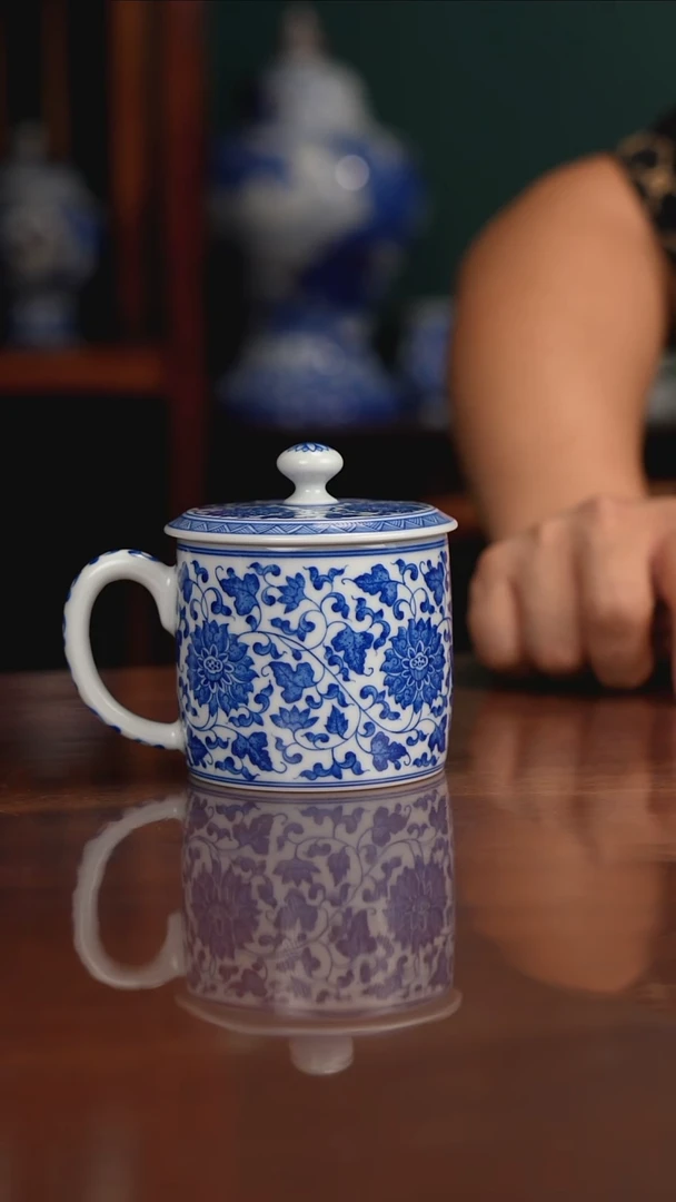 晓月窑缠枝办公杯