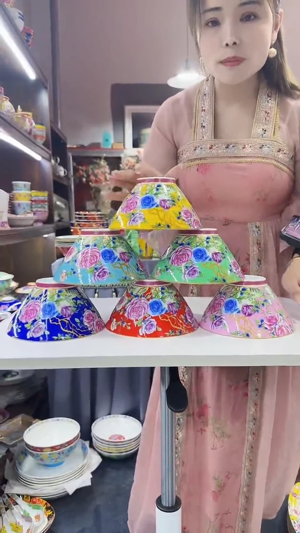 瓷片6英寸斗笠碗6个景德镇陶瓷