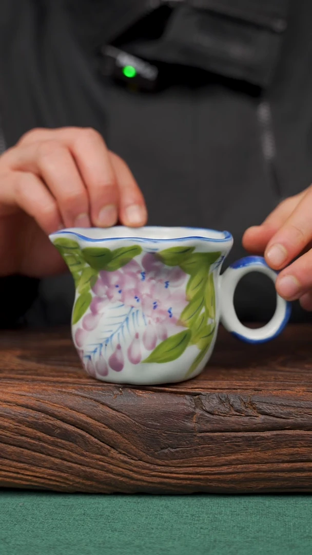 【闪购商品】瓷片寻一缕瓷香杯釉下手工手绘瓷器 紫藤咖啡杯