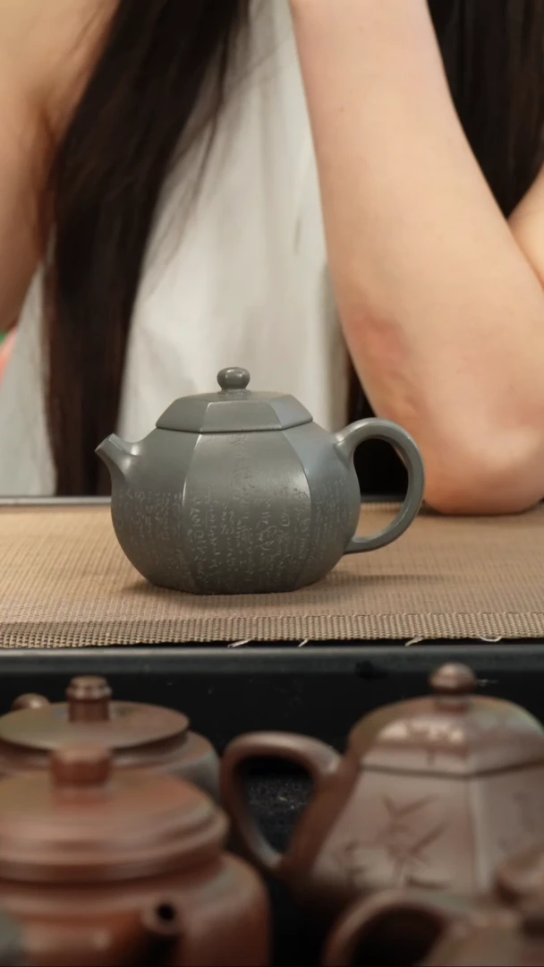 茶壶紫砂自*在青灰泥六方西施160