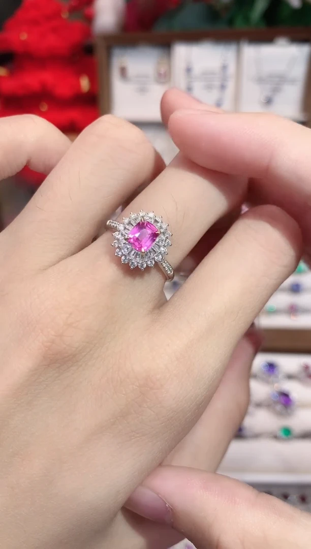 戒指彩色蓝宝石18K金镶嵌1.05ct/天然宝石/七天无理由