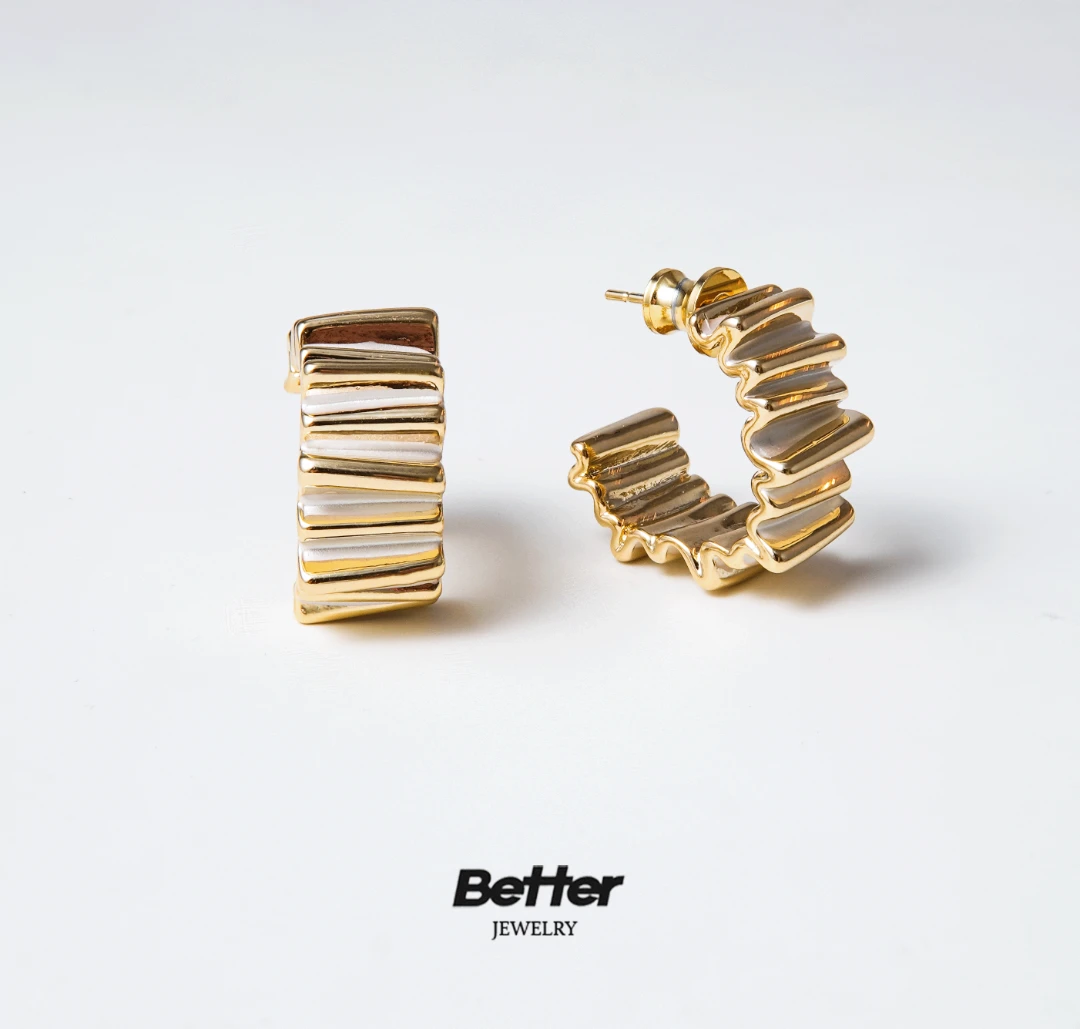 铜合金耳饰 TC407 LORO褶皱肌理耳圈