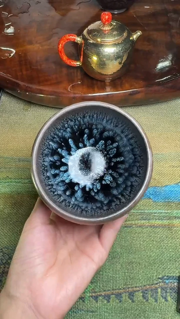 茶盏阙梅娇黑底鹧鸪蓝油滴24