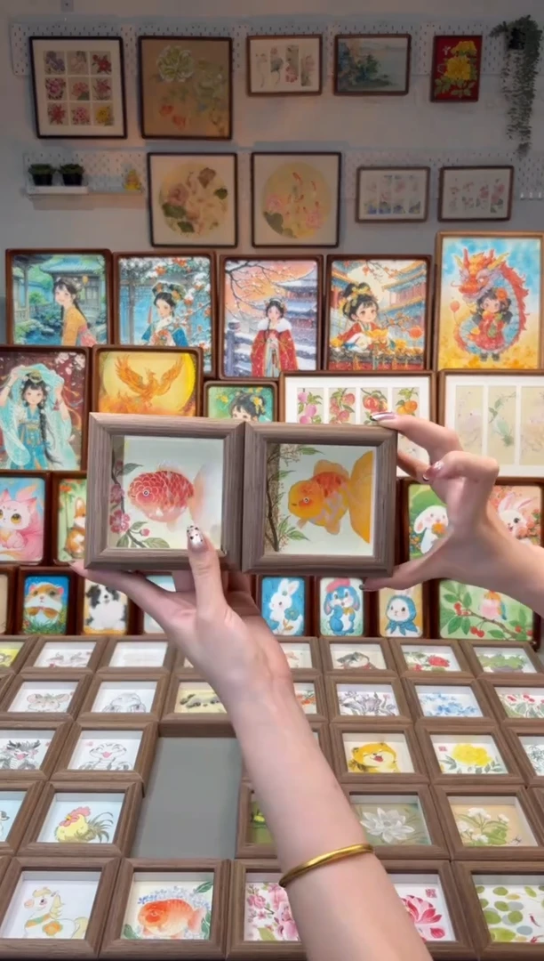 国画桃花金鱼 桂花金鱼 一组11