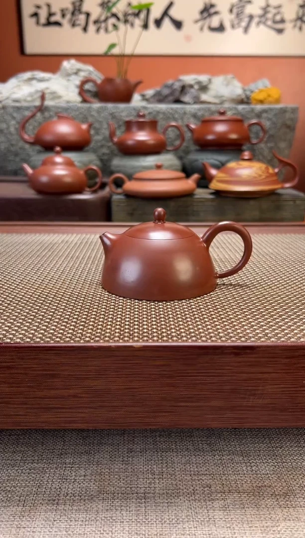 茶壶朱泥精工 全手工 半月壶 纯料朱泥