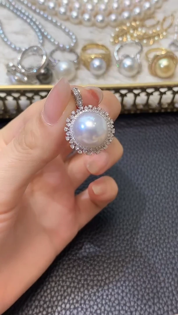 海水珍珠18K金镶嵌吊坠(不含链)C37    多样性发一件