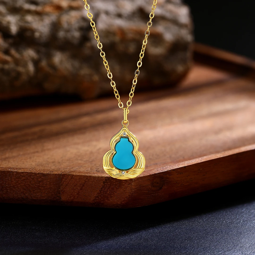 【央央好物珠宝馆】S925银绿松石睡美人葫芦吊坠XZ0032BZ