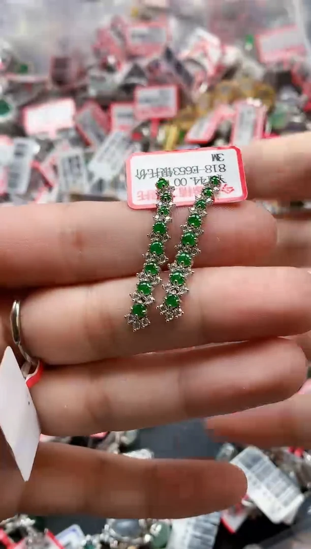 银S925镶嵌戒指翡翠天然A货缅甸翡翠
