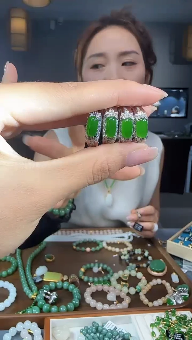 和田玉戒指银S925镶嵌多样性发货拍一发一