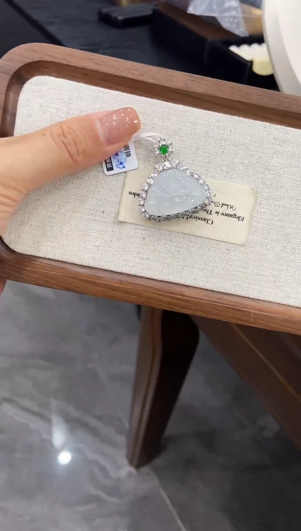 银S925镶嵌挂件翡翠吊坠