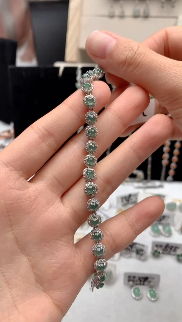 【闪购商品】翡翠手链银S925镶嵌1号