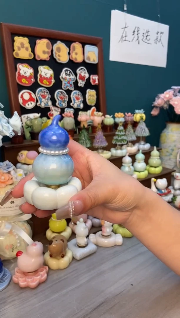 摆件陶冰蓝色葫芦景德镇陶瓷摆件1个装