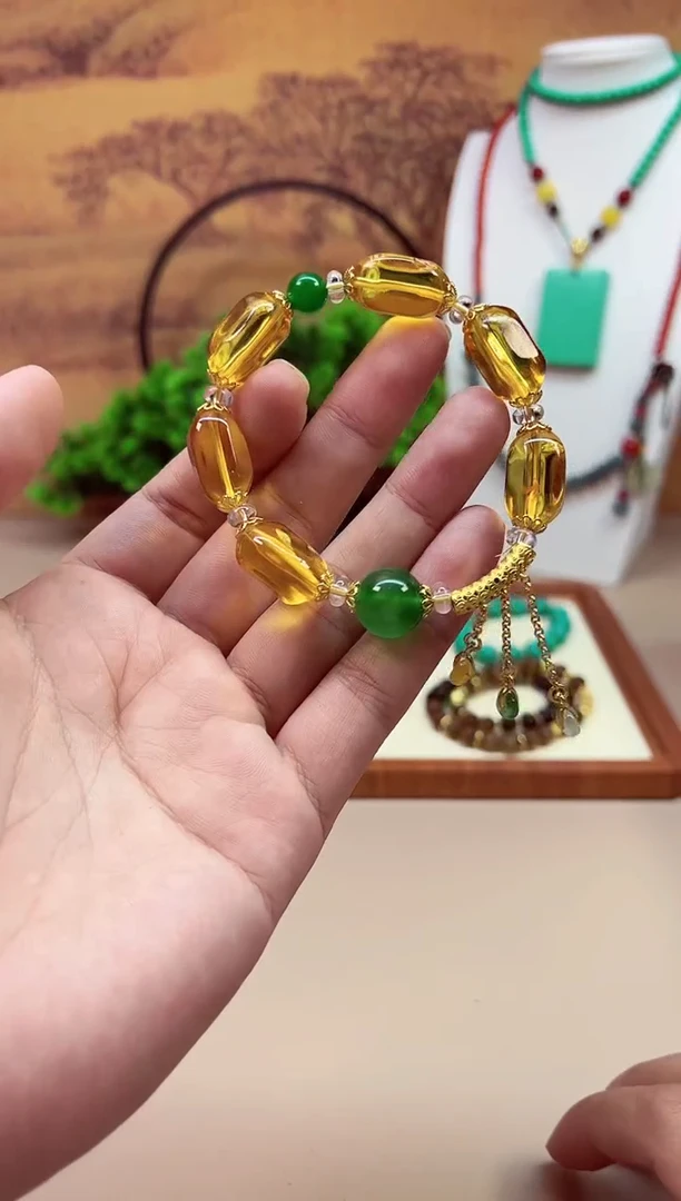 水晶手链14K金镶嵌S117