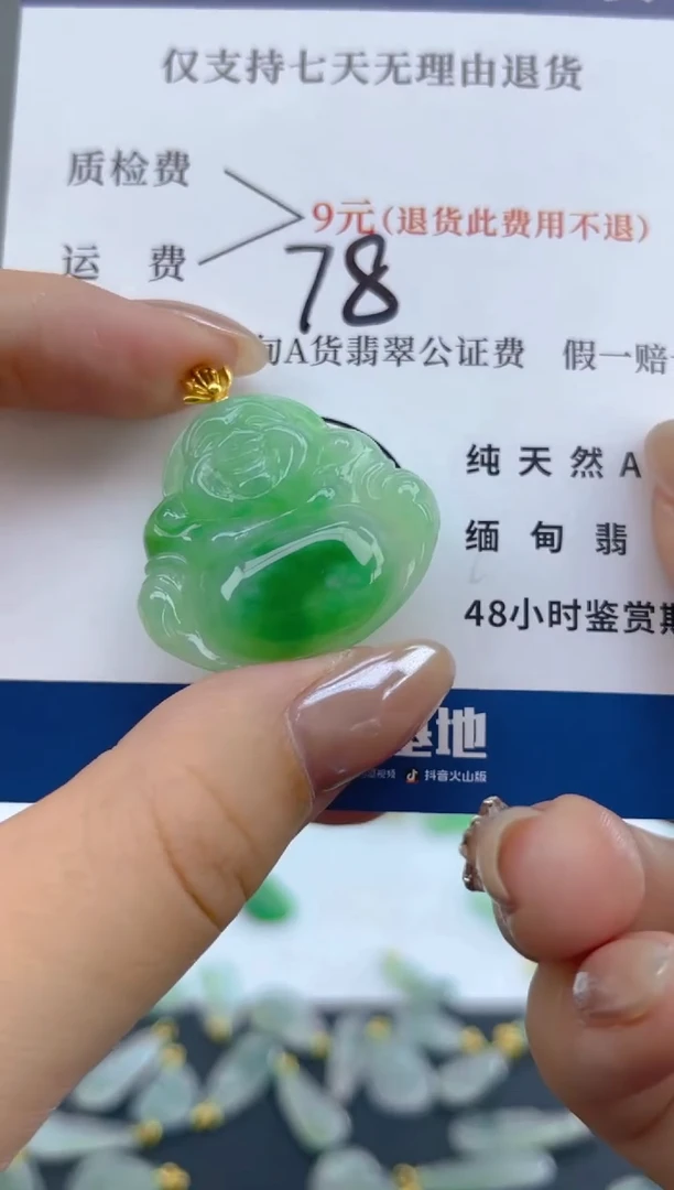 颈饰18K金镶嵌翡翠天然A货翡翠