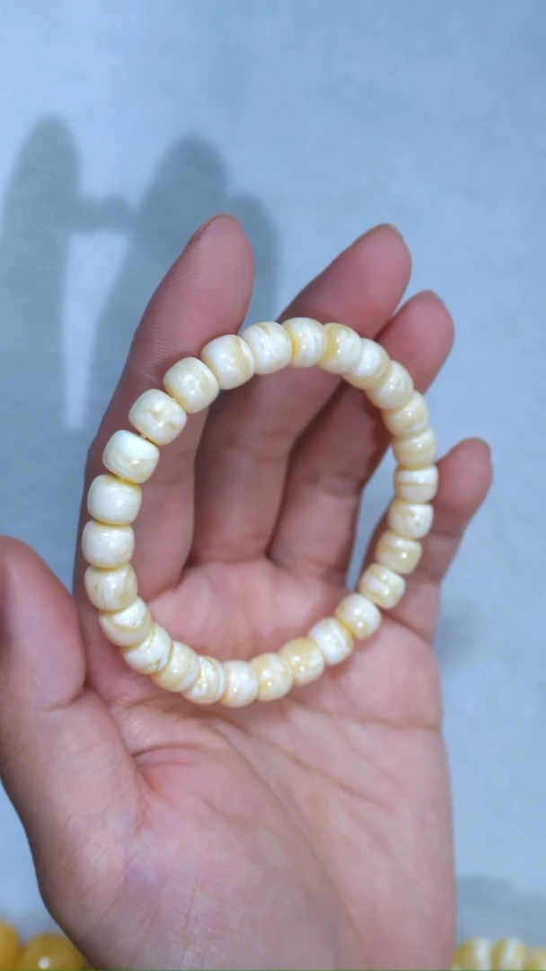 未镶嵌蜜蜡手链典藏级8mm瓷白浓蜡虎皮妖花