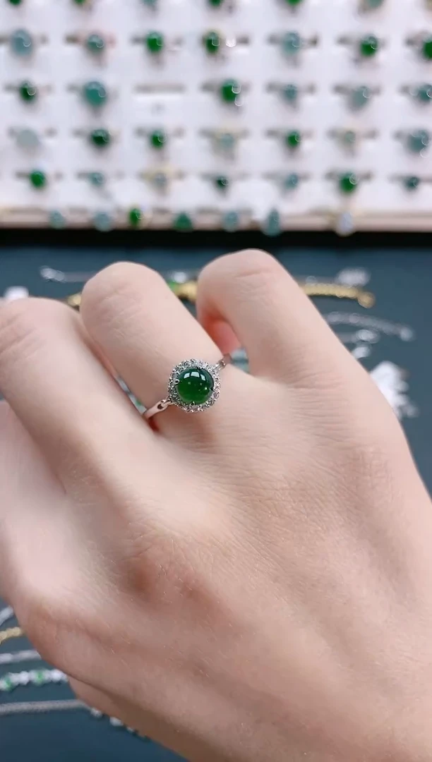 【闪购商品】翡翠戒指银S925镶嵌 天然翡翠