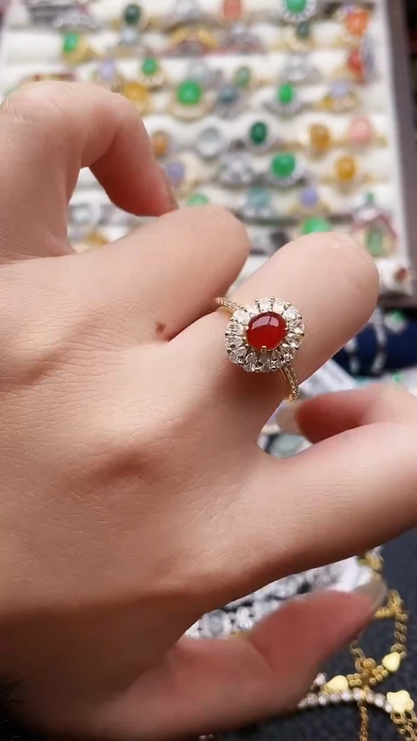 银S925镶嵌戒指翡翠25