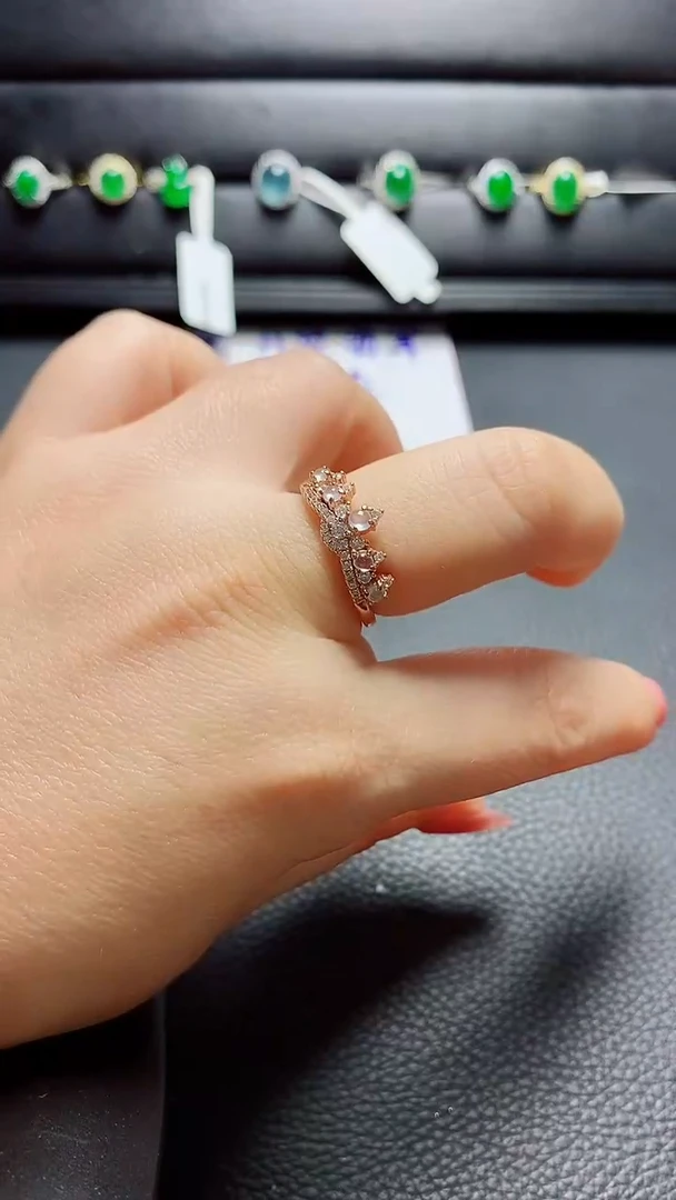 银S925镶嵌戒指翡翠  天然翡翠A货s925银镶