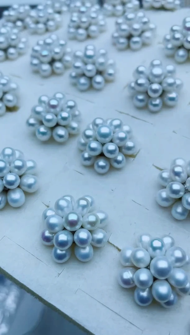 银S925镶嵌淡水珍珠耳饰耳钉多样性发其一