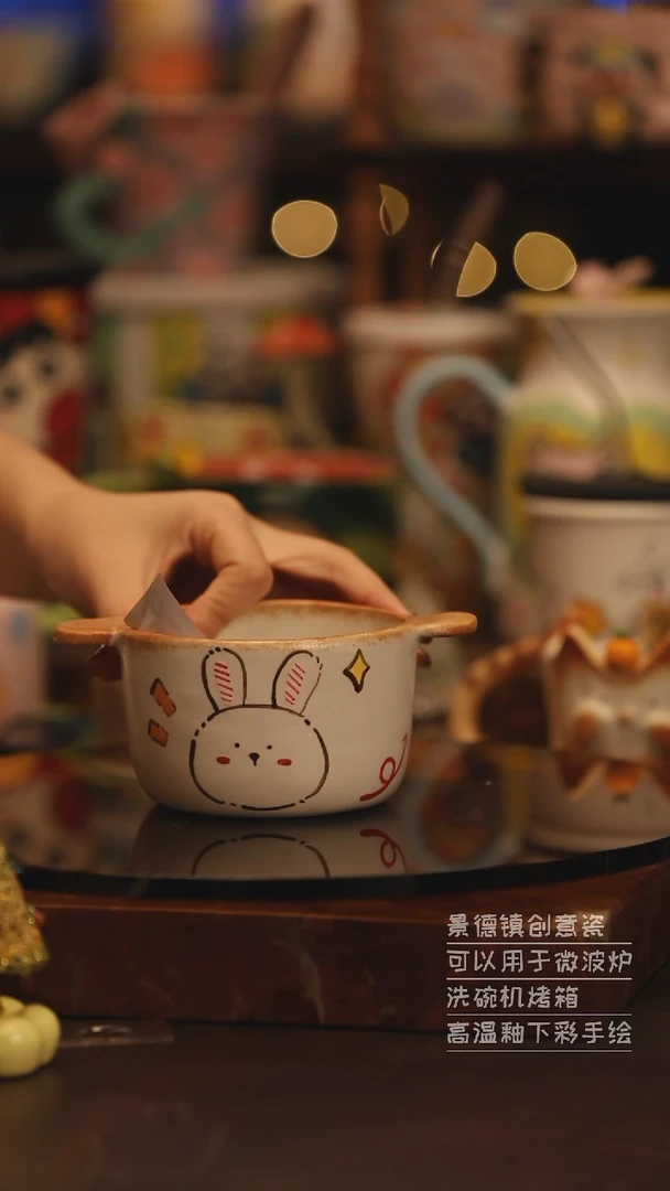 陶瓷景德镇可爱陶瓷釉下彩绘设计师款H258