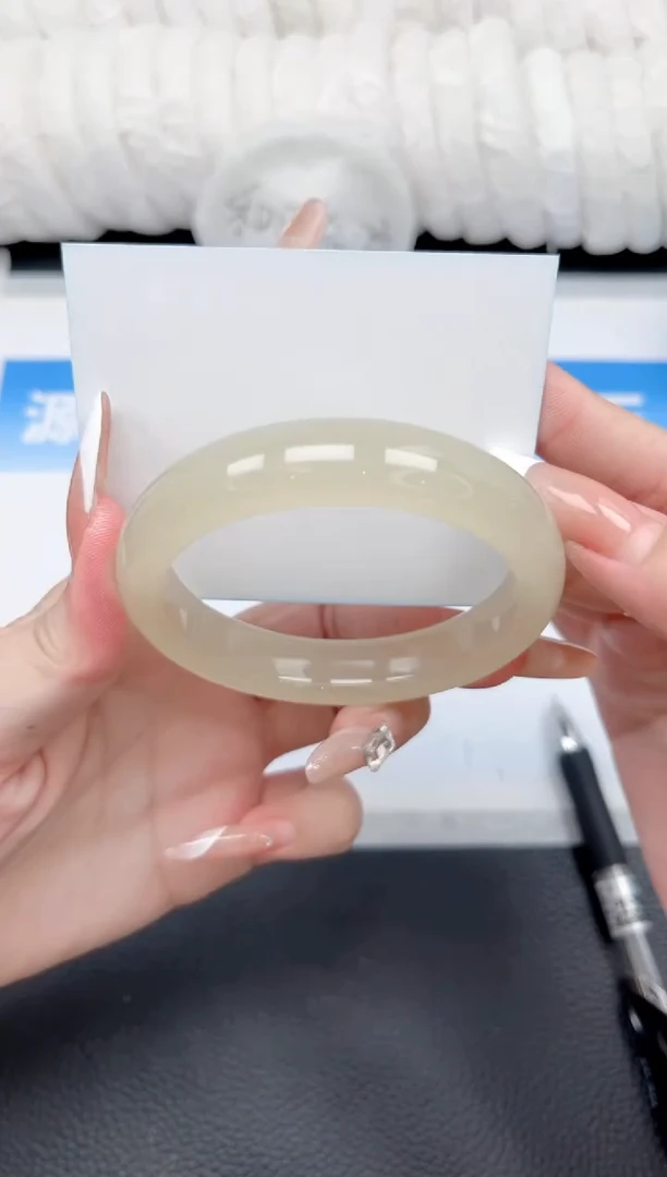 和田玉手镯未镶嵌79-冰晴57.8