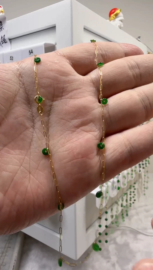 项链18K金镶嵌翡翠缅甸天然A货翡翠