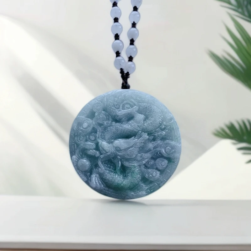 天然A货翡翠龙凤牌吊坠双面仿古雕刻工艺男女可戴多样性发一GS005