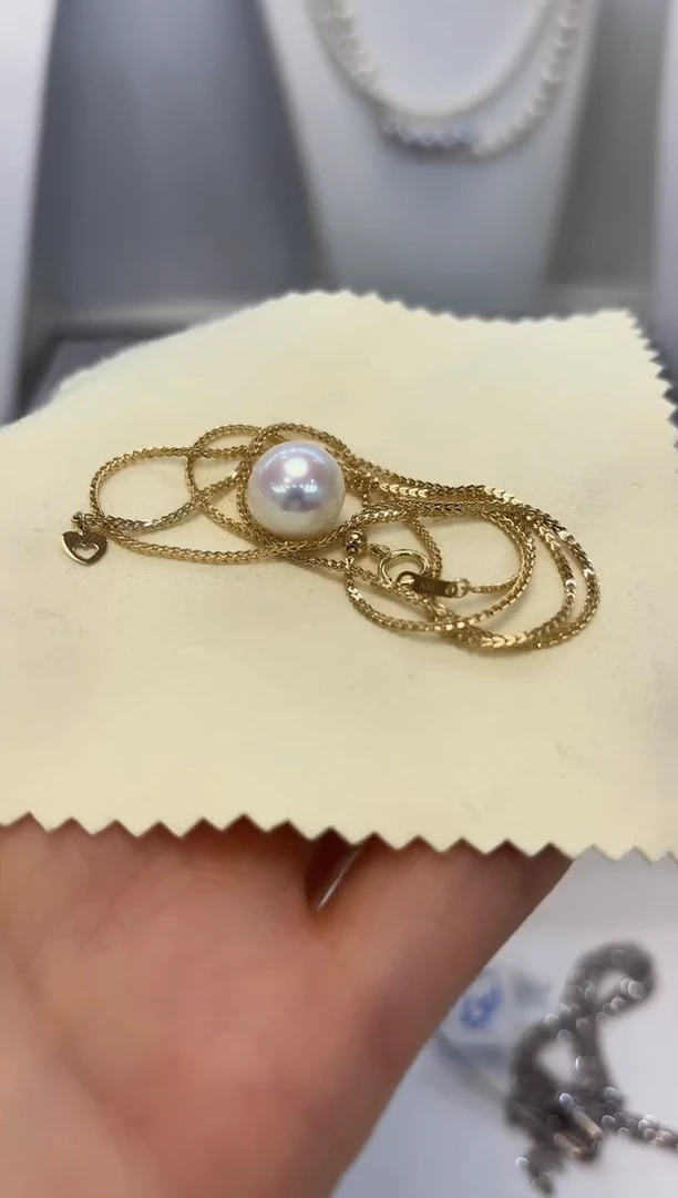 【闪购商品】淡水珍珠吊坠(赠链)18K金镶嵌1.5克链子