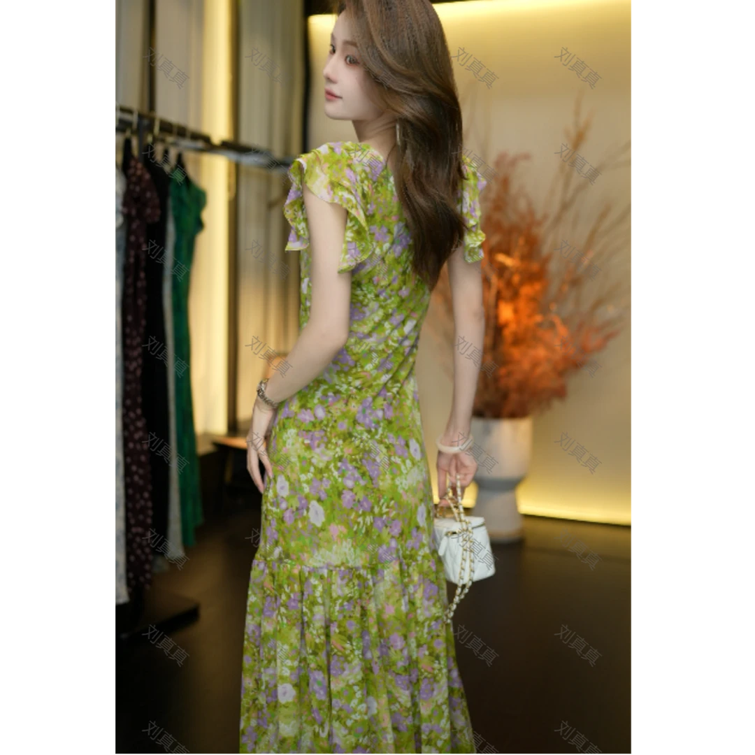 【刘真真雾色森林】Z674法式高品夏季显气质休闲风显瘦连衣裙QC